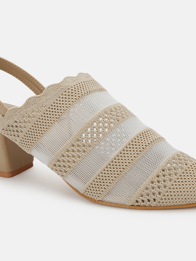 Knitted Round Toe Block Heels