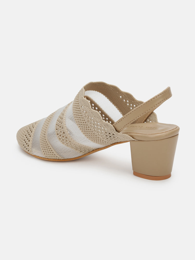 Knitted Round Toe Block Heels