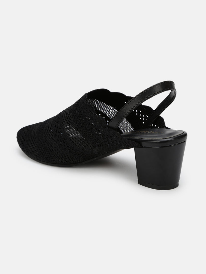 Knitted Round Toe Block Heels
