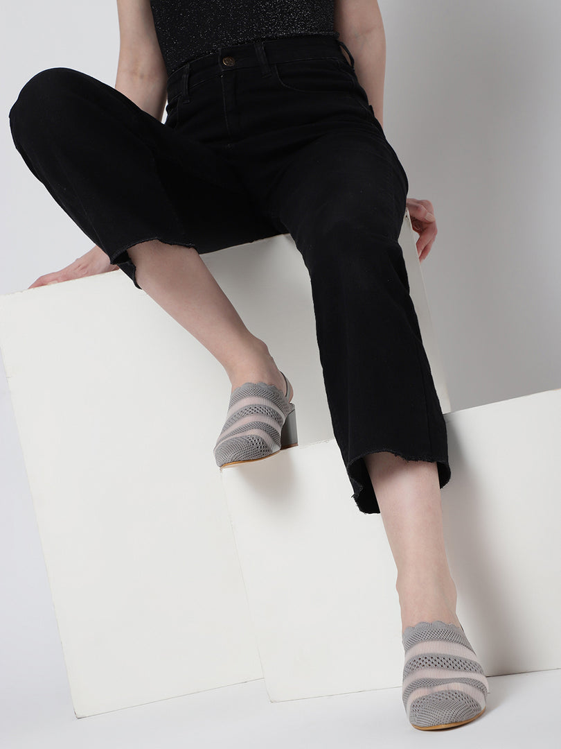 Knitted Round Toe Block Heels