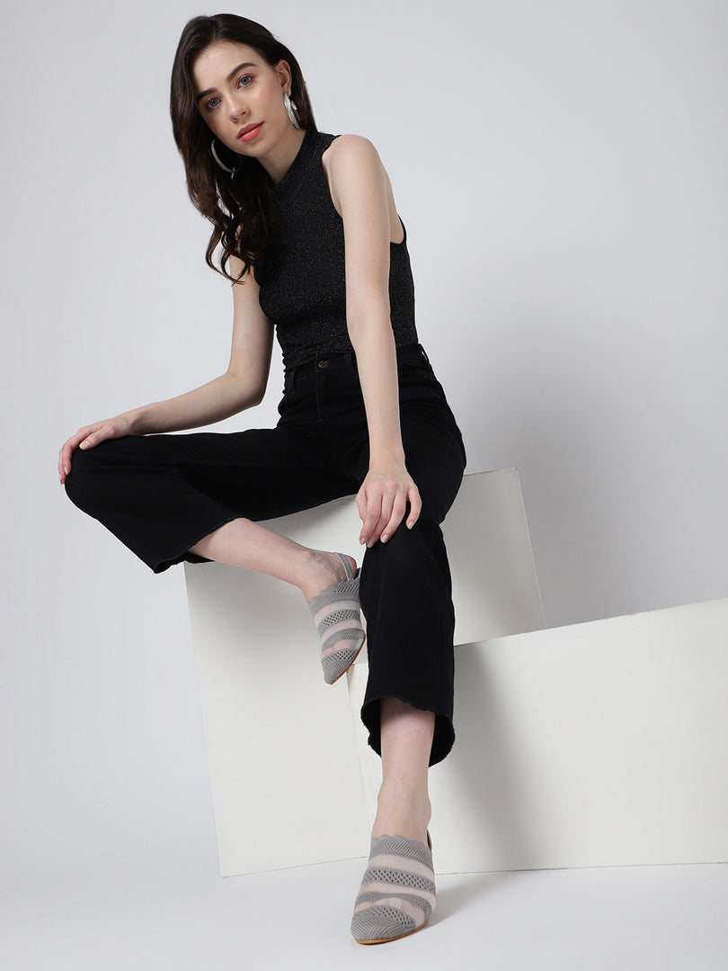 Knitted Round Toe Block Heels