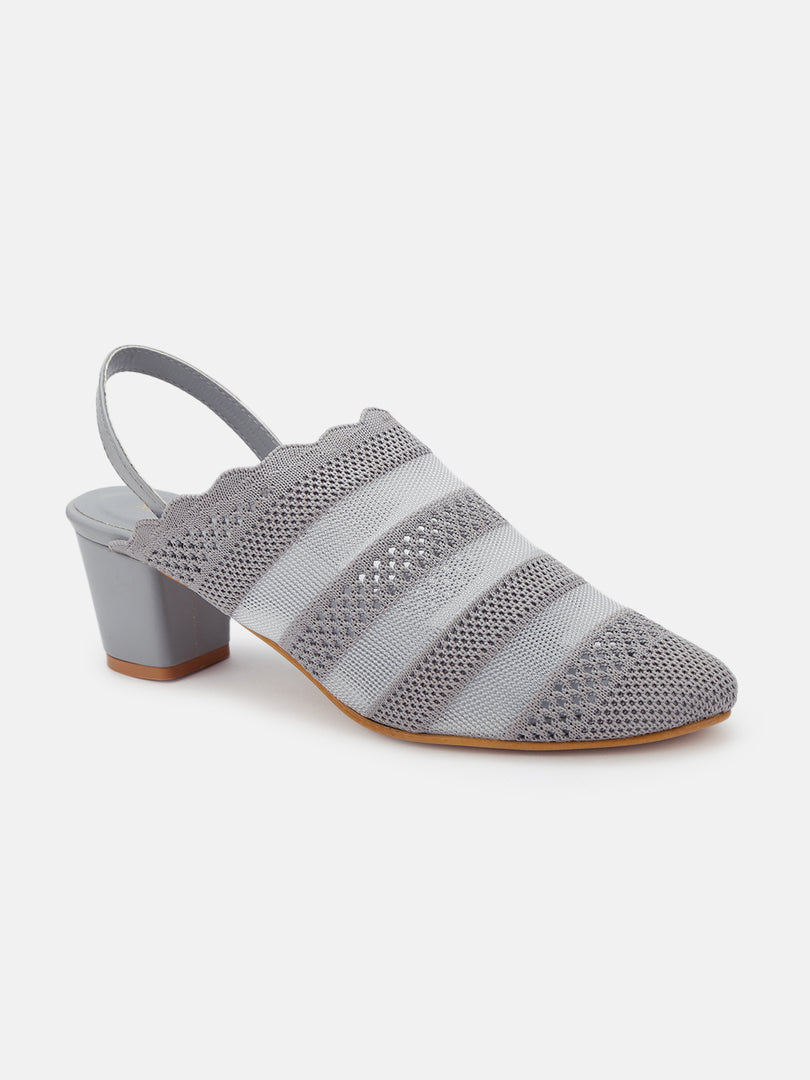 Knitted Round Toe Block Heels