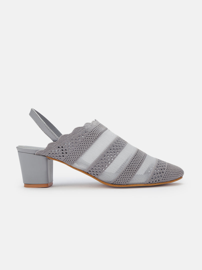 Knitted Round Toe Block Heels