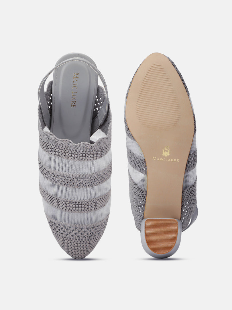 Knitted Round Toe Block Heels