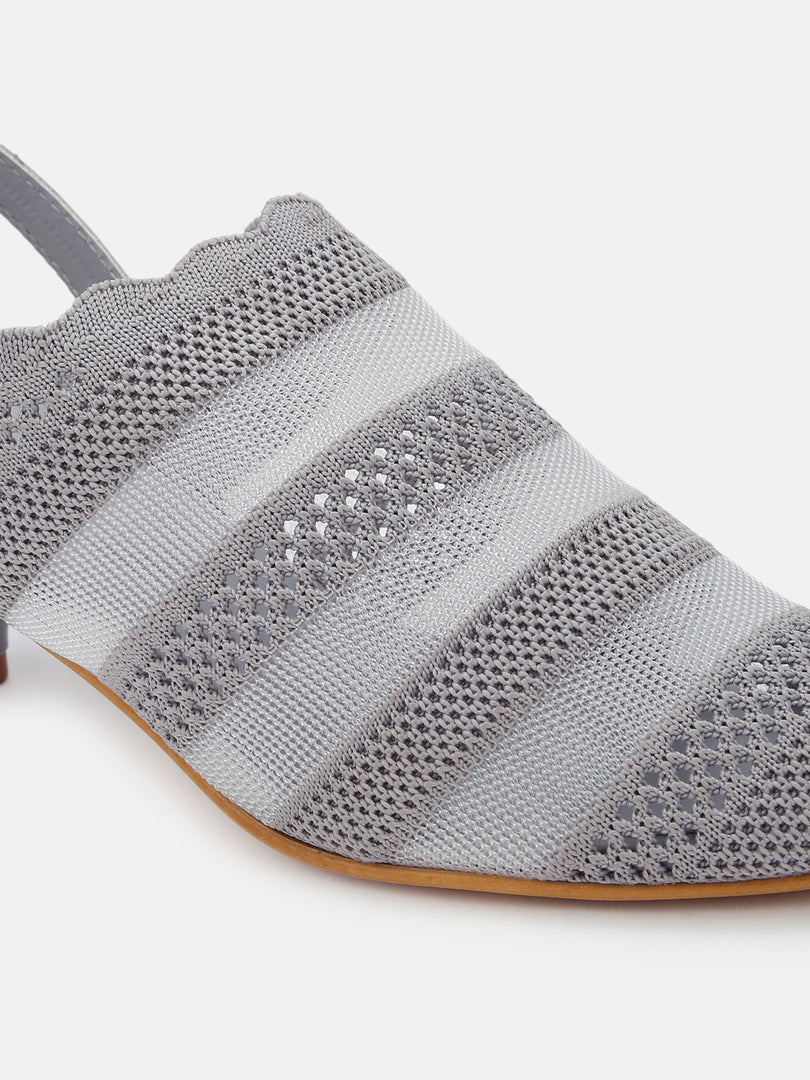 Knitted Round Toe Block Heels