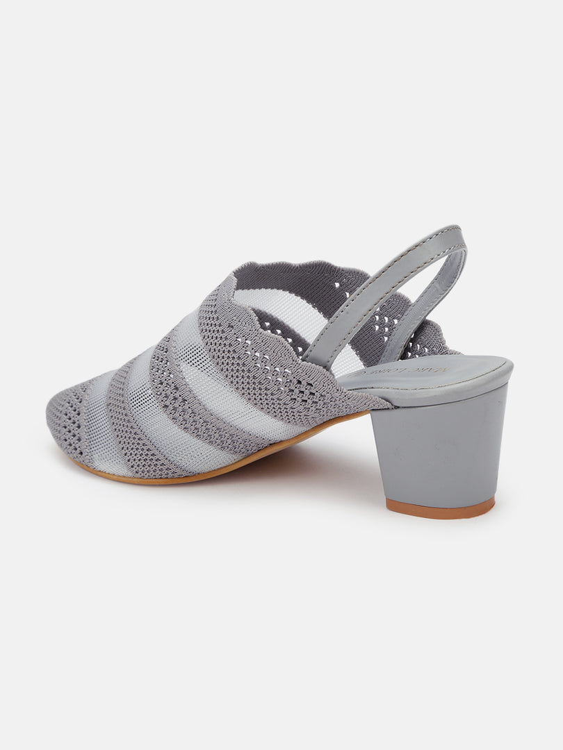 Knitted Round Toe Block Heels