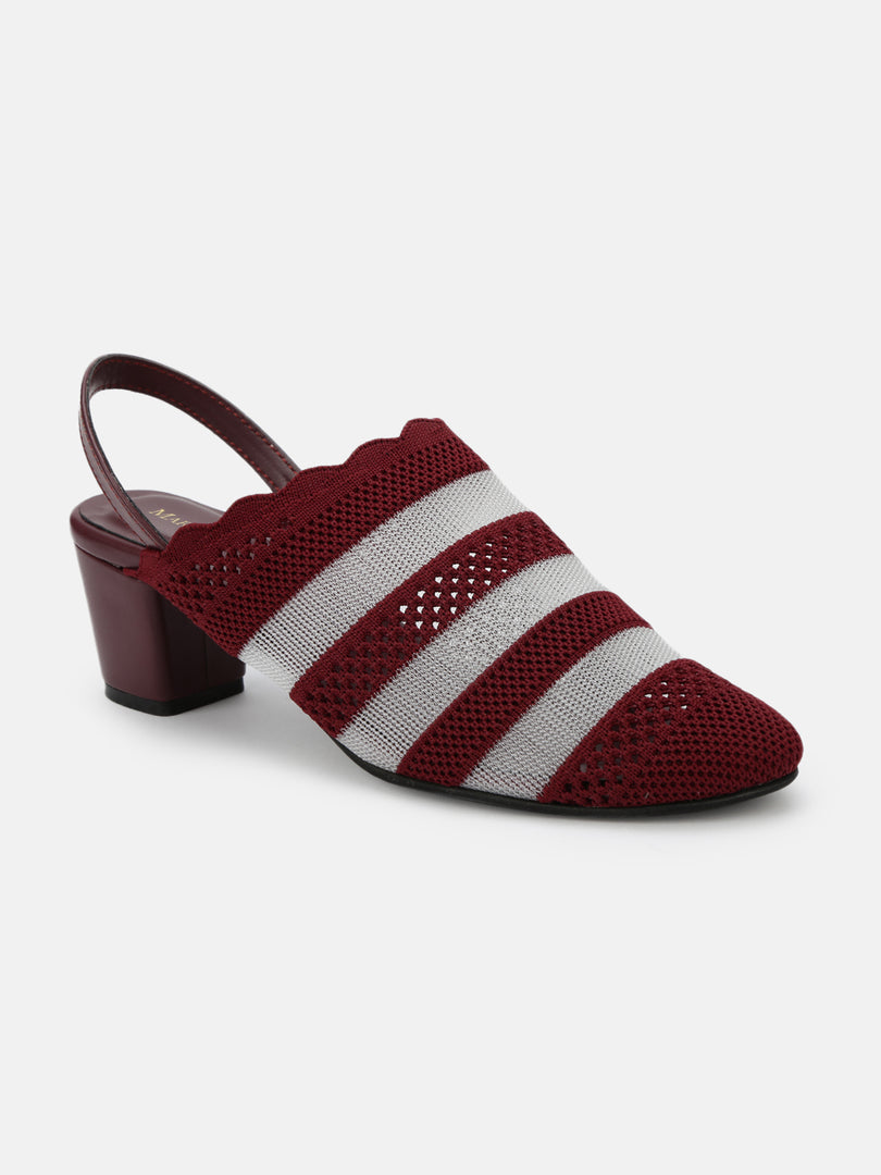 Knitted Round Toe Block Heels
