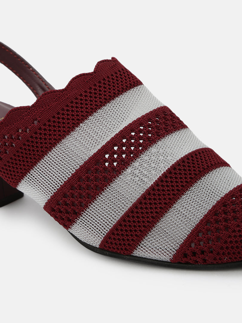Knitted Round Toe Block Heels