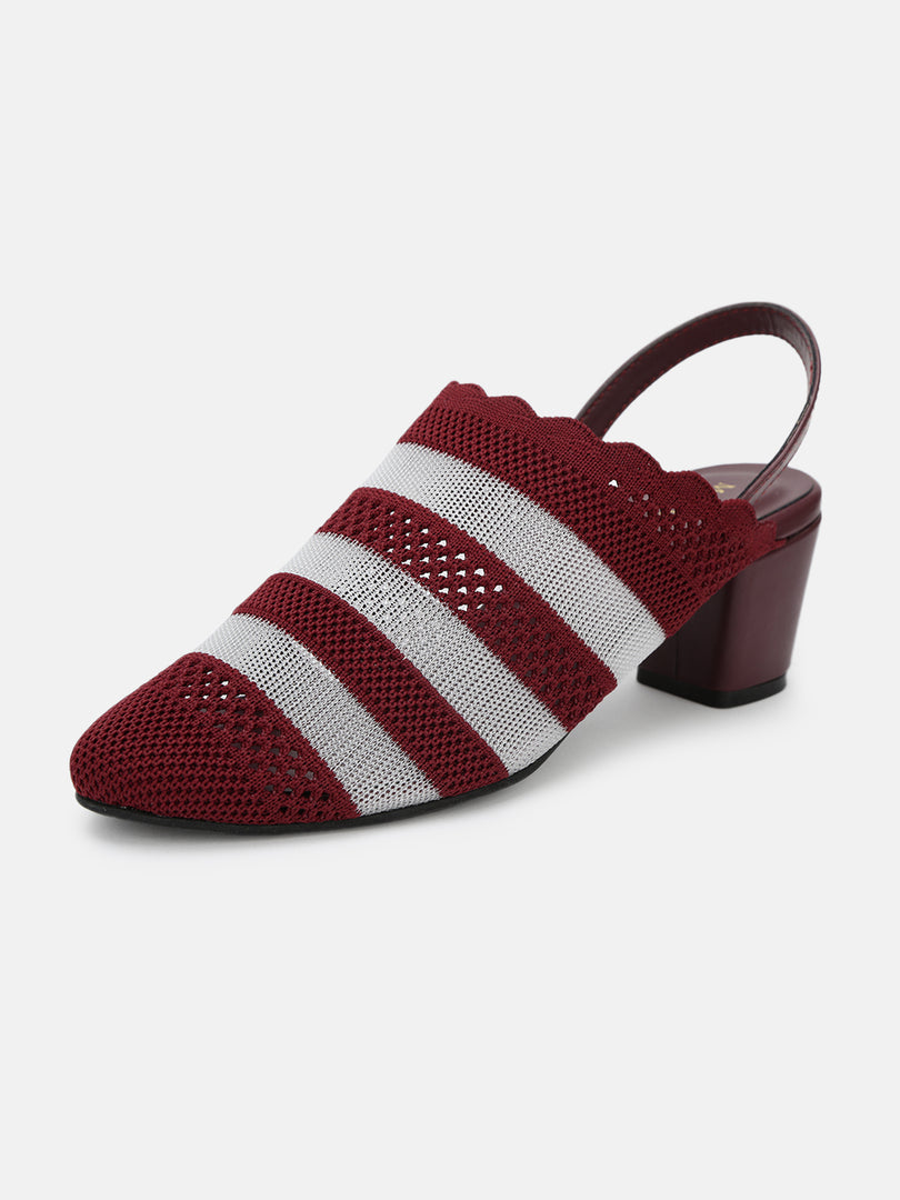 Knitted Round Toe Block Heels
