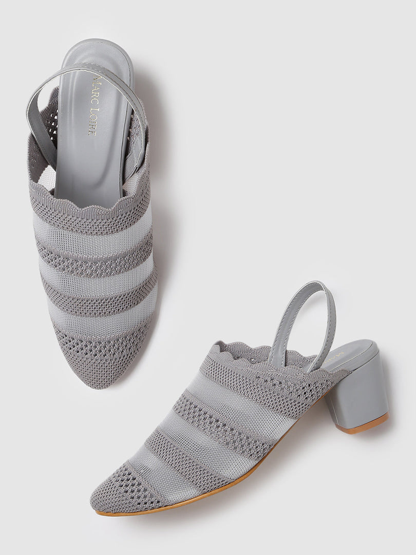 Knitted Round Toe Block Heels