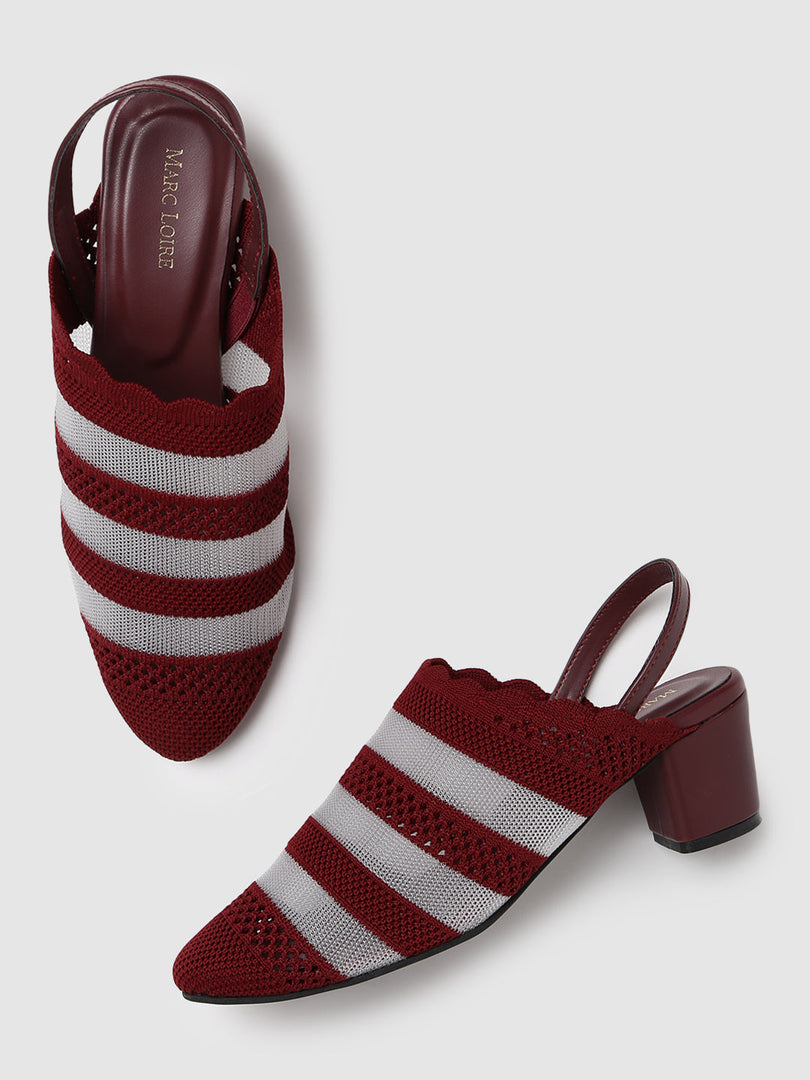 Knitted Round Toe Block Heels