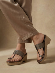 Marc Loire Womens Brown Ethnic Wedge Sandals Heels