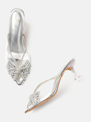 Marc Loire Womens Silver Party Stiletto Sandals Heels