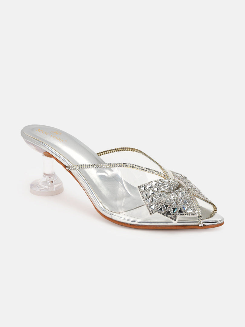 Marc Loire Womens Silver Party Stiletto Sandals Heels