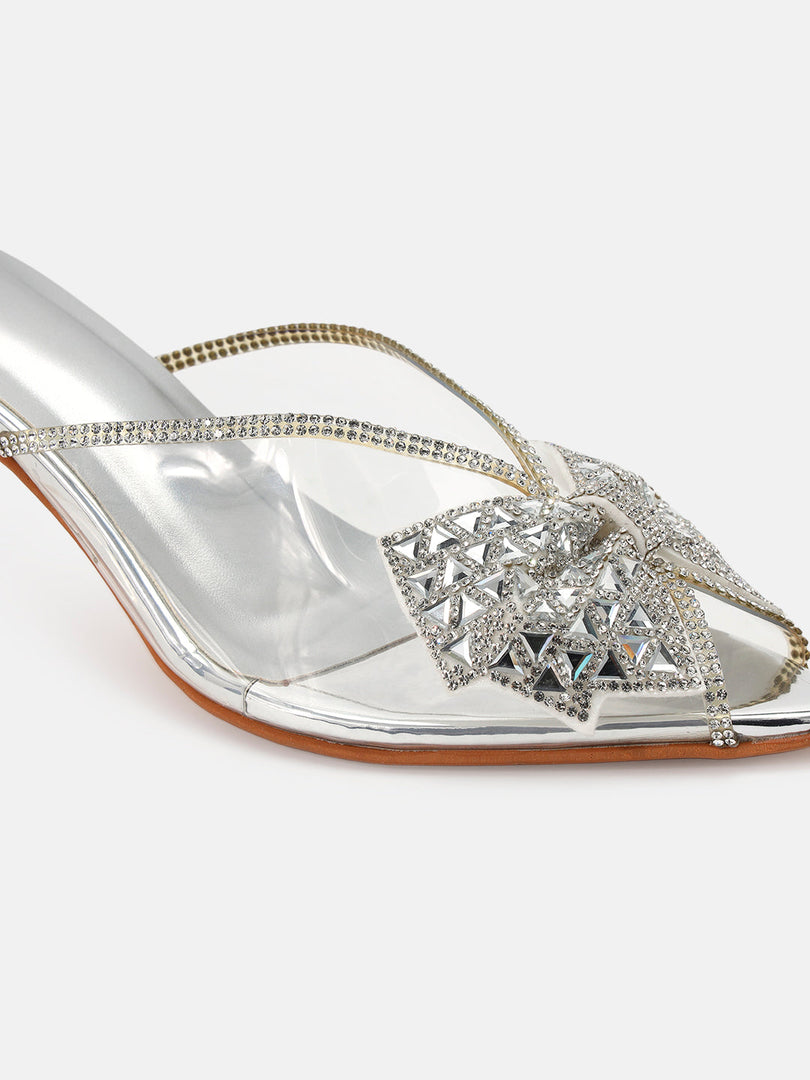 Marc Loire Womens Silver Party Stiletto Sandals Heels