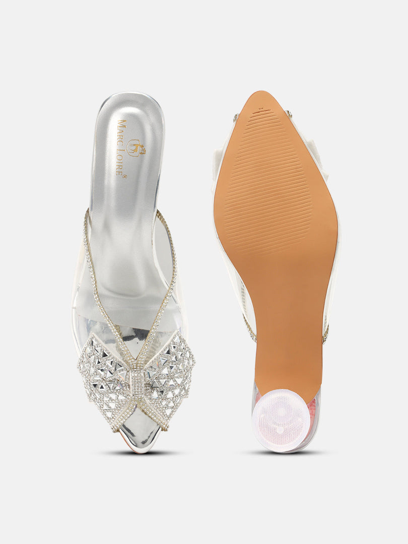 Marc Loire Womens Silver Party Stiletto Sandals Heels