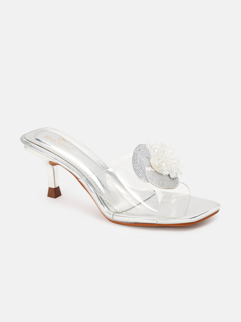 Marc Loire Womens Silver Party Stiletto Sandals Heels