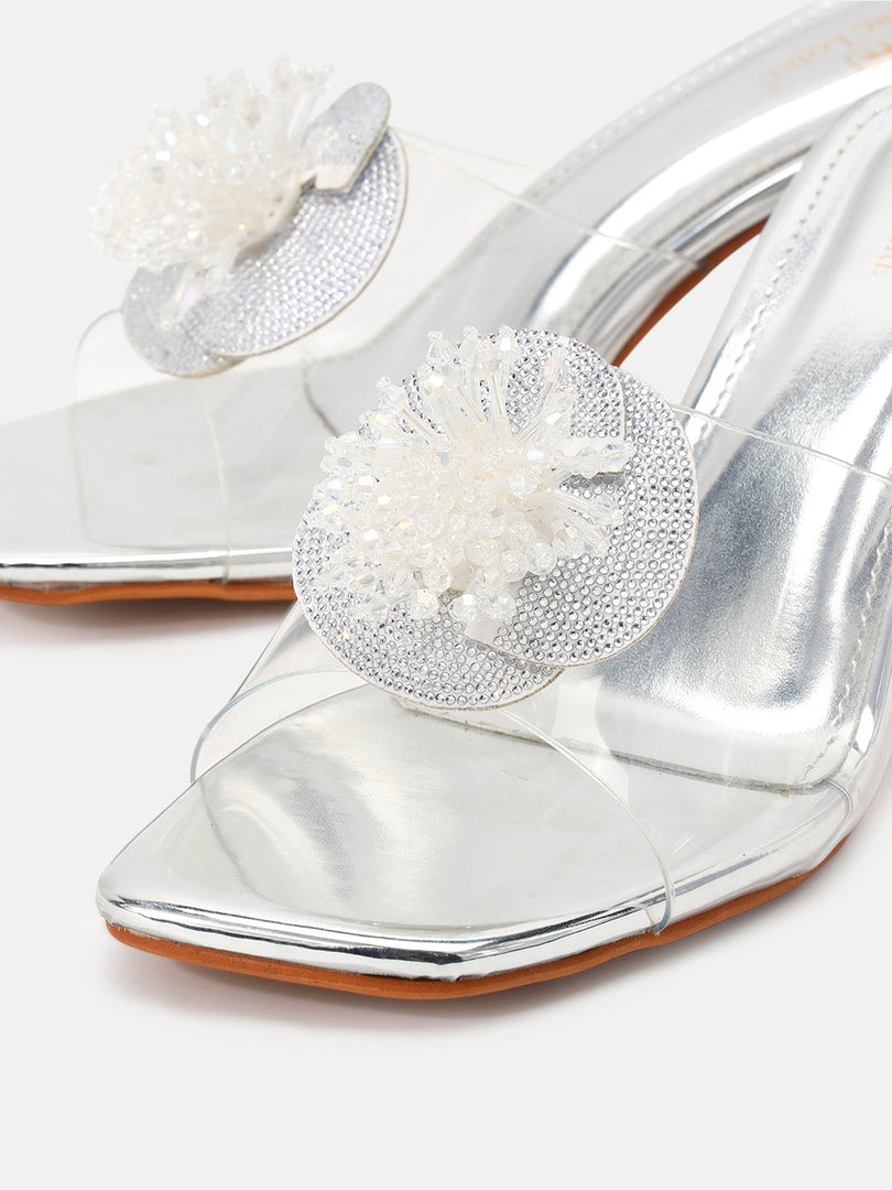 Marc Loire Womens Silver Party Stiletto Sandals Heels