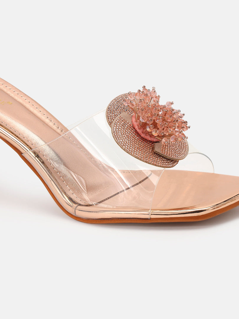 Marc Loire Womens Rose Gold Party Stiletto Sandals Heels