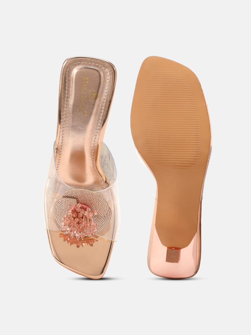 Marc Loire Womens Rose Gold Party Stiletto Sandals Heels