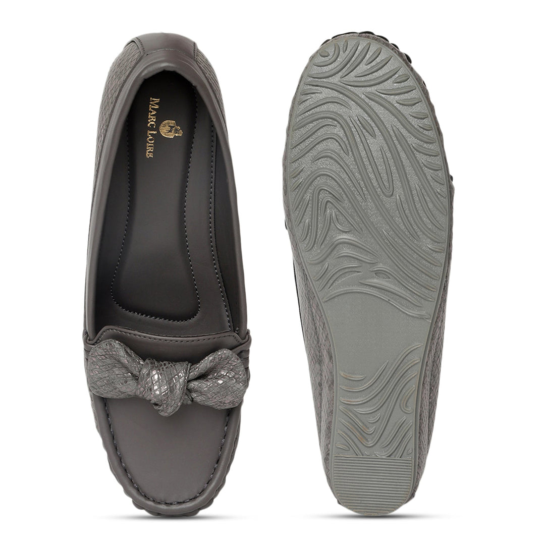 Marc Loire Women's Gun Metal Platform Wedge Ballet Loafer Shoes - Casual And Formal Moccasins Footwear