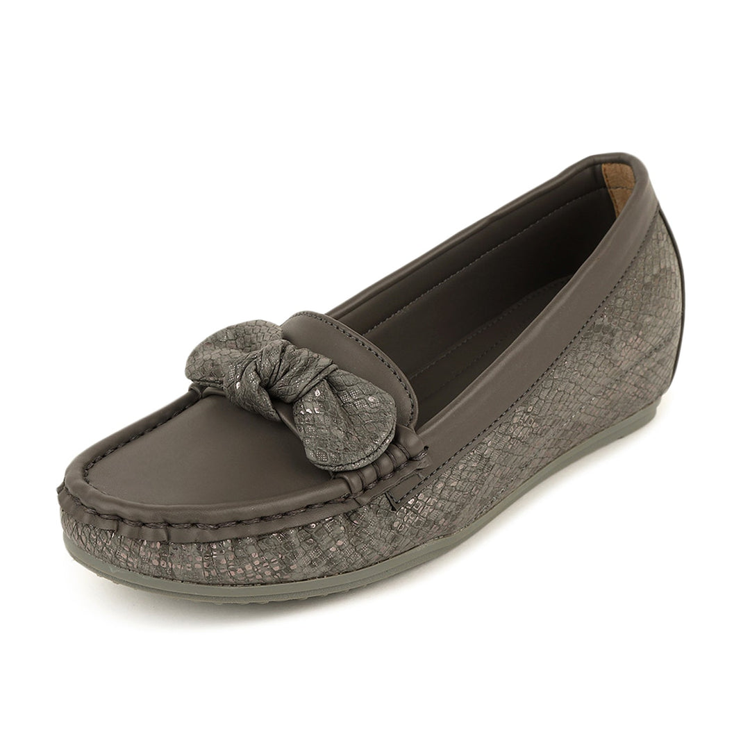 Marc Loire Women's Gun Metal Platform Wedge Ballet Loafer Shoes - Casual And Formal Moccasins Footwear