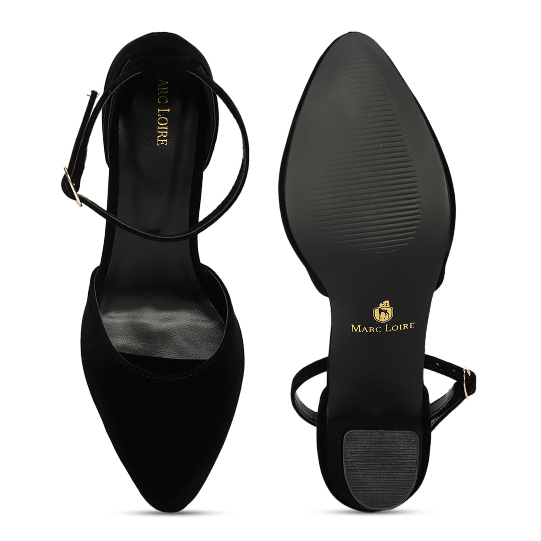 Marc Loire Women’s Pointed Toe Block Heel Fashion Sandals with Buckled Ankle Strap