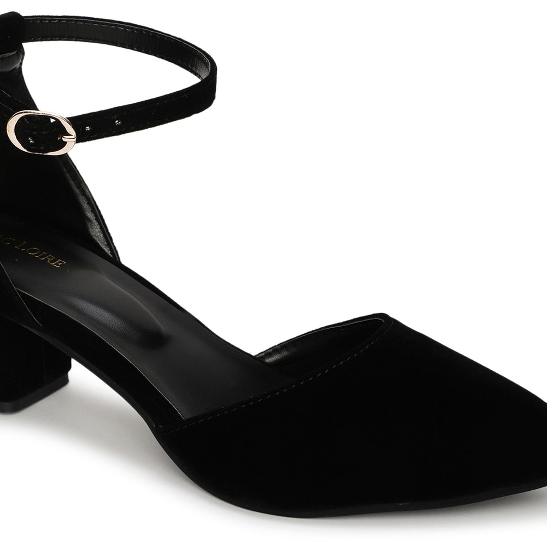 Marc Loire Women’s Pointed Toe Block Heel Fashion Sandals with Buckled Ankle Strap