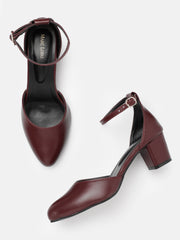 Marc Loire Women Maroon Solid Block Heels