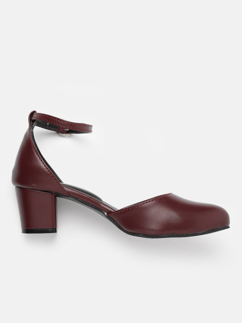 Marc Loire Women Maroon Solid Block Heels