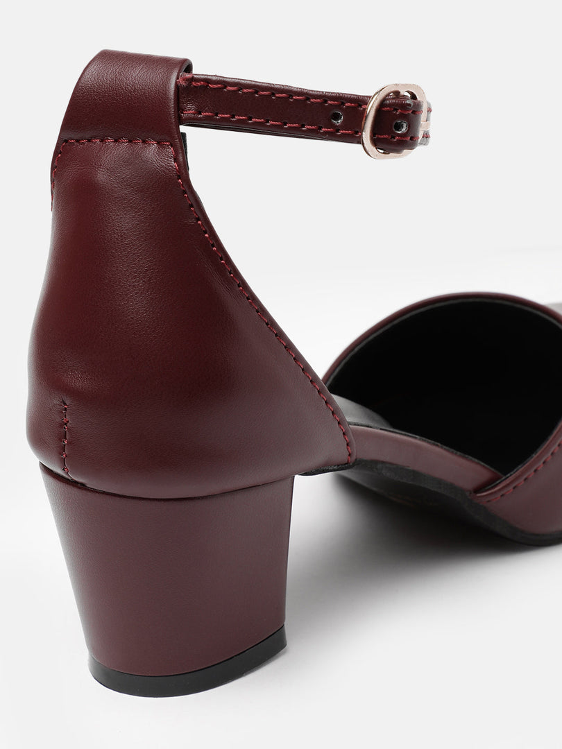 Marc Loire Women Maroon Solid Block Heels