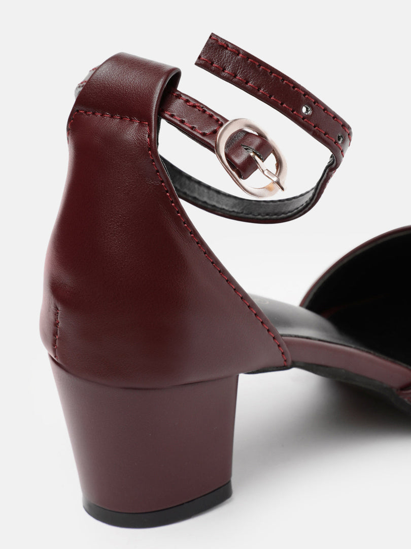 Marc Loire Women Maroon Solid Block Heels