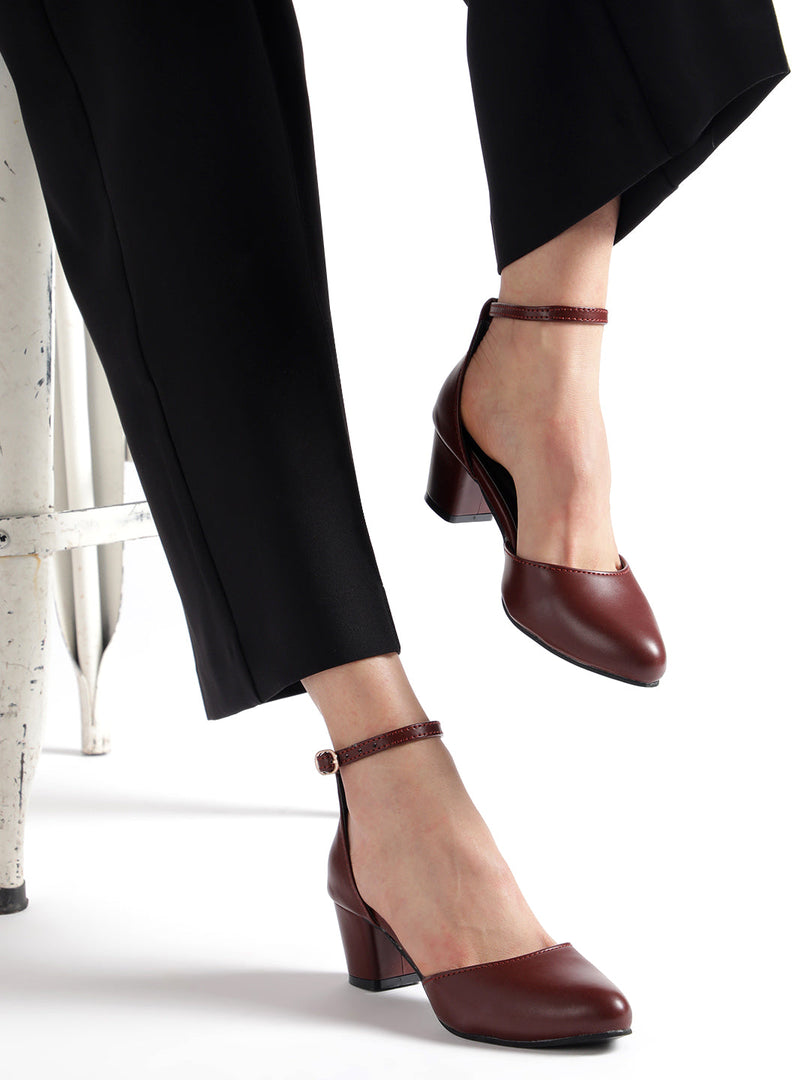 Marc Loire Women Maroon Solid Block Heels