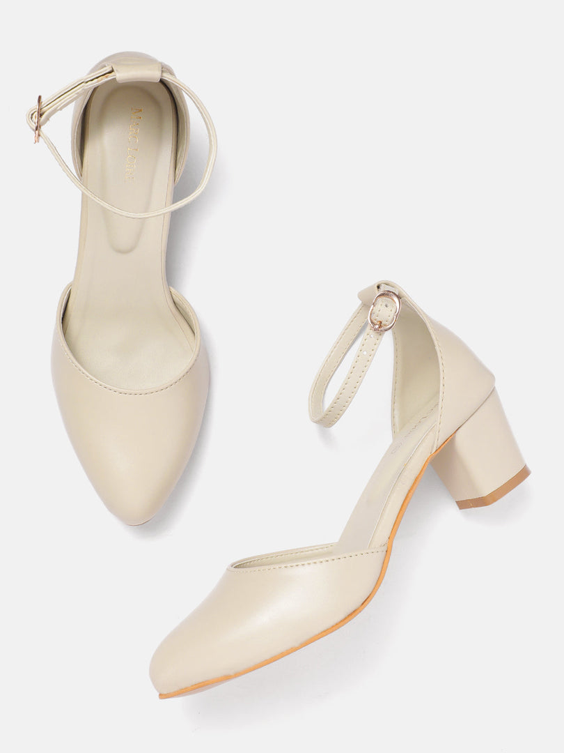 Marc Loire Women Cream Solid Block Heels