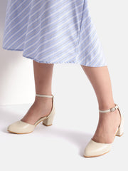 Marc Loire Women Cream Solid Block Heels