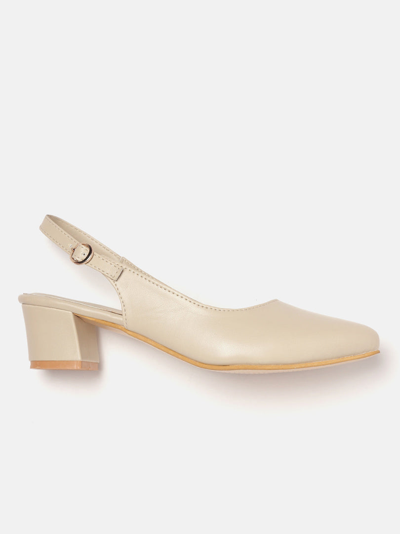 Marc Loire Women's Block Heel Pumps With Adjustable Ankle Strap, Cream