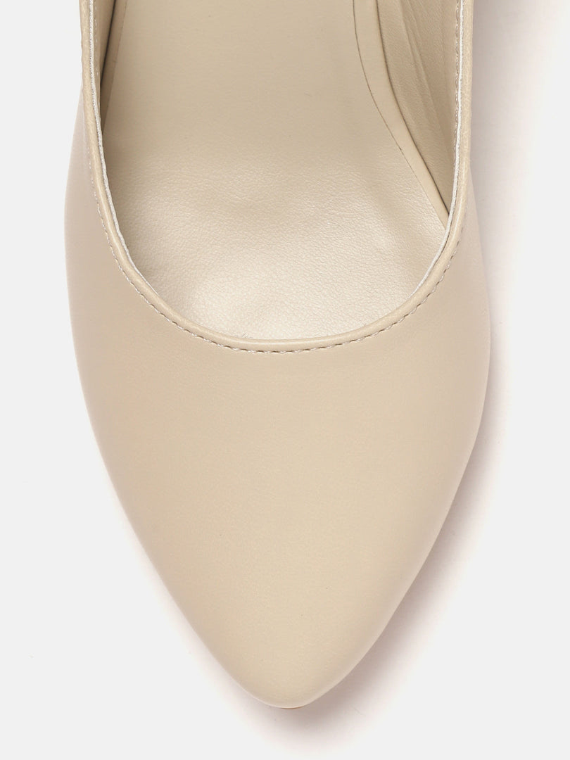 Marc Loire Women's Block Heel Pumps With Adjustable Ankle Strap, Cream