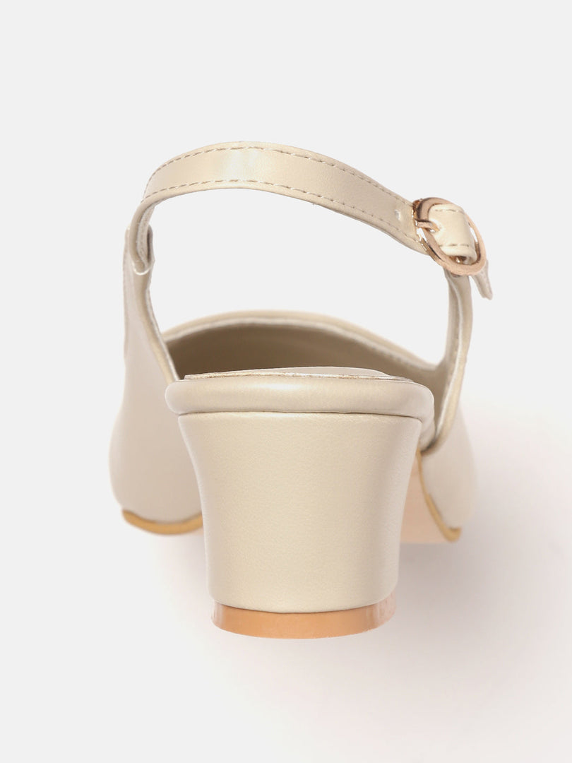 Marc Loire Women's Block Heel Pumps With Adjustable Ankle Strap, Cream