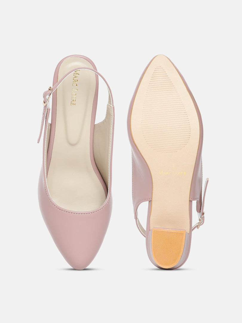 Marc Loire Women's Block Heel Pumps With Adjustable Ankle Strap, Nude