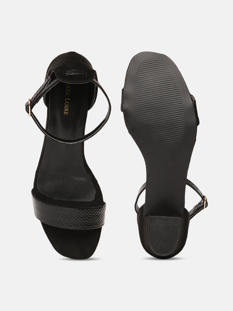 Ankle strap black block heel