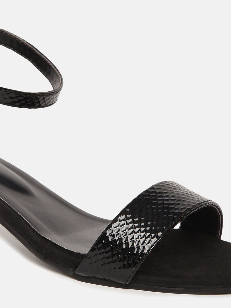 Ankle strap black block heel