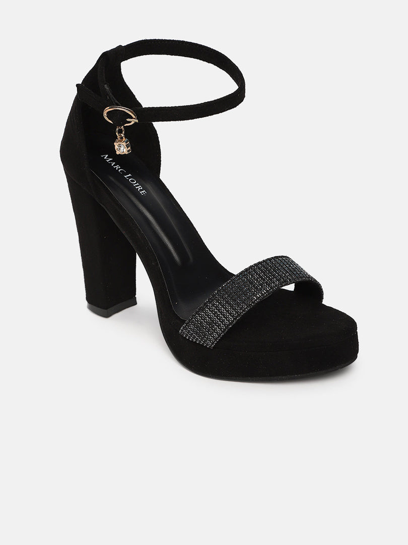 Marc Loire Women's Black High Heels Fashion Sandals for Party and Formal Occasions