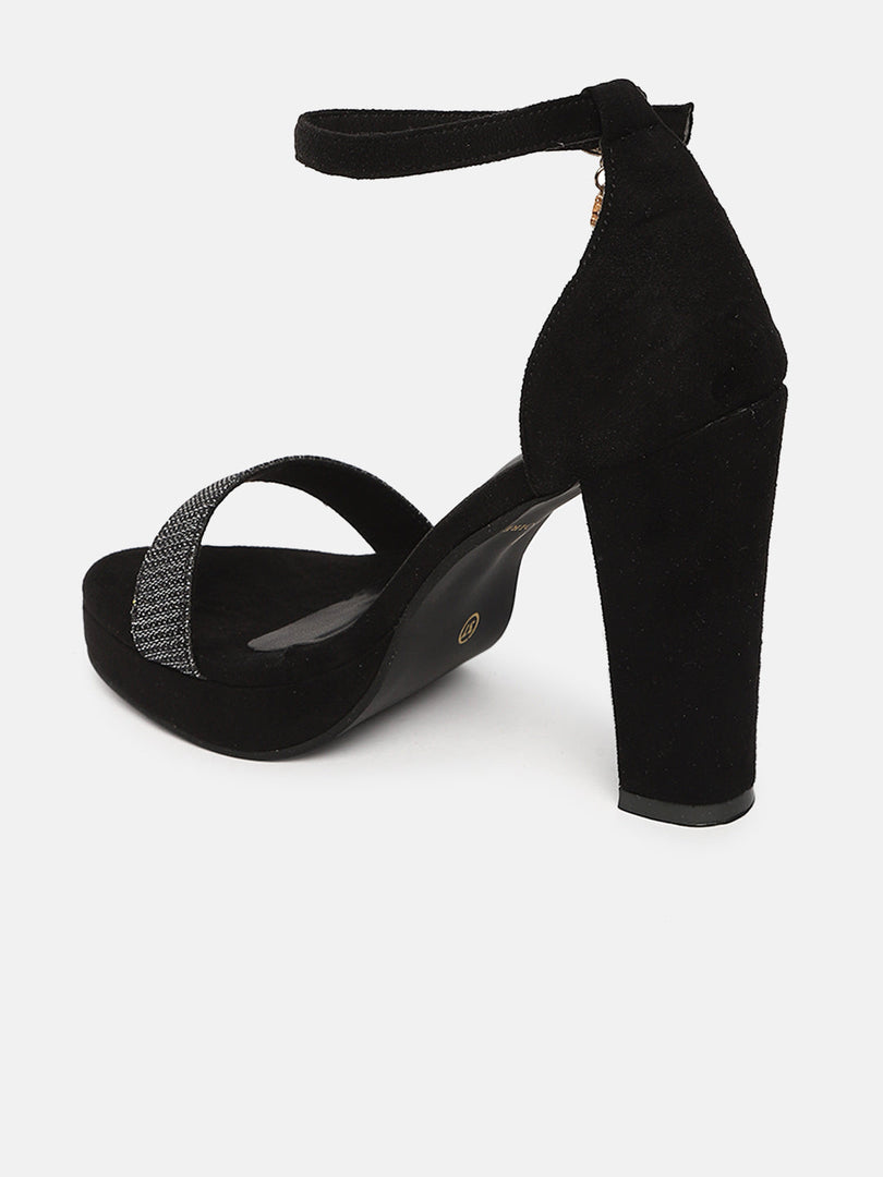 Marc Loire Women's Black High Heels Fashion Sandals for Party and Formal Occasions