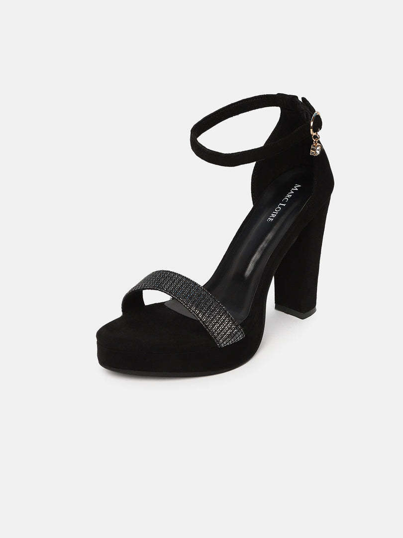 Marc Loire Women's Black High Heels Fashion Sandals for Party and Formal Occasions