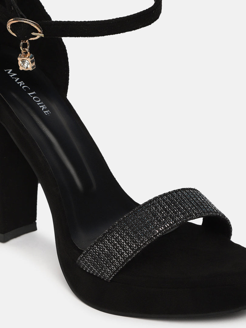 Marc Loire Women's Black High Heels Fashion Sandals for Party and Formal Occasions