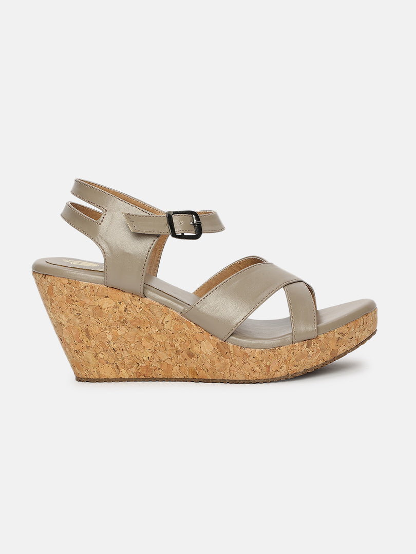 Cross Strap Open Toe Wedge Heels