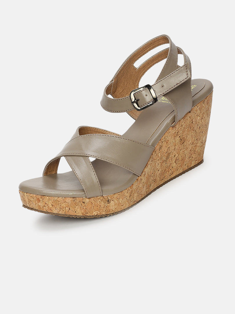 Cross Strap Open Toe Wedge Heels