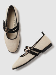 Marc Loire Women Black Buckle Flats Ballerinas