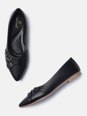 Marc Loire Womens Black Pointed Toe Tpr Ballerinas