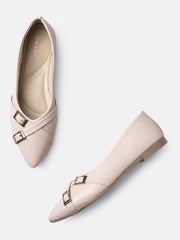 Marc Loire Womens Cream Pointed Toe Tpr Ballerinas